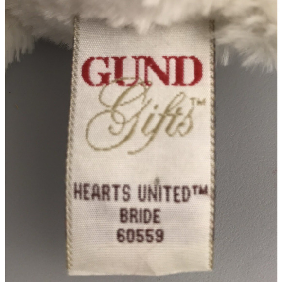 Gund Gifts Hearts United Bride & Groom Pair Plush Teddy Bears 10" White Stuffed - Picture 14 of 16